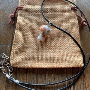Crazy Lace Agate Mushroom Pendant Crystal Mushroom Pendant Mushroom Necklace
